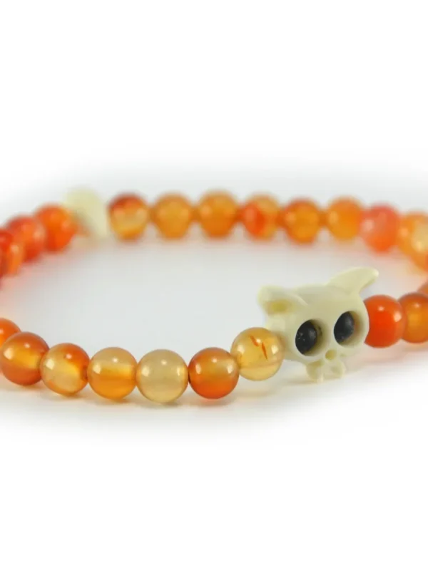 Pulsera de ágata del brasil en tonos cálidos y hueso tallado Santiago Rugeles