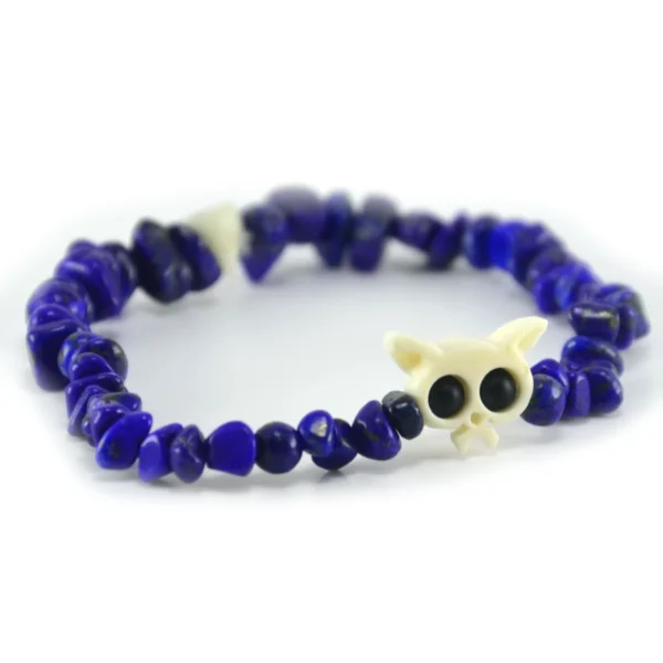Pulsera de lapislazuli natural en chips y hueso tallado a mano Santiago Rugeles