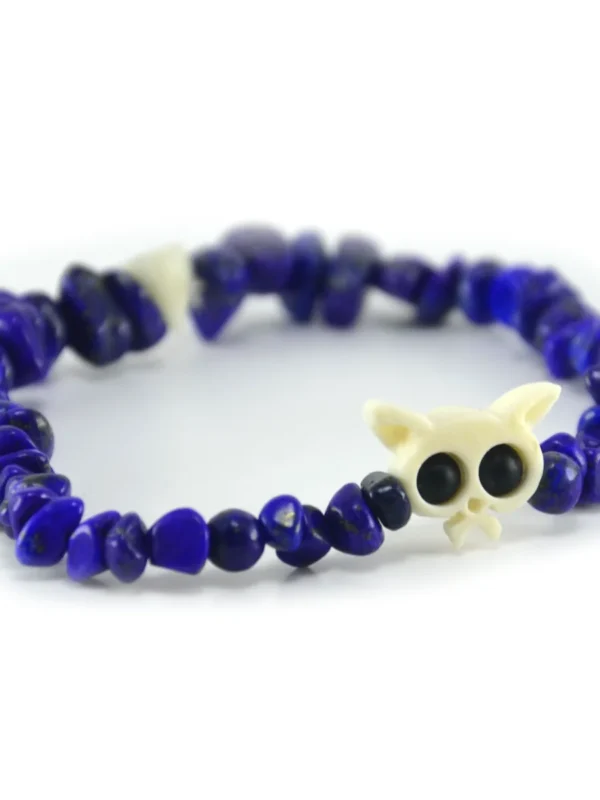 Pulsera de lapislazuli natural en chips y hueso tallado a mano Santiago Rugeles